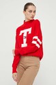 Tommy Jeans sweter bawełniany czerwony DW0DW15940