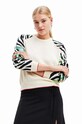 Desigual sweter bawełniany wzorzyste beżowy 23WWJF17