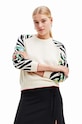 Desigual sweter bawełniany wzorzyste beżowy 23WWJF17