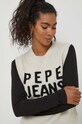 Pepe Jeans kamizelka z domieszką wełny Denisse beżowy PL702039.804