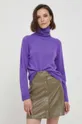 United Colors of Benetton gyapjúkeverék pulóver lila