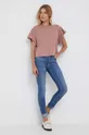 Βαμβακερό μπλουζάκι Sisley ροζ