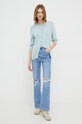 Sisley kardigan z domieszką wełny 102HM5237.2H1 turkusowy AW23