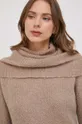 beżowy Sisley sweter z domieszką wełny