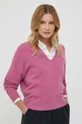 różowy Sisley sweter wełniany Damski