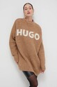 HUGO sweter wełniany 50500799 brązowy AW23