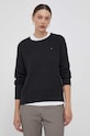 Βαμβακερό πουλόβερ Tommy Hilfiger μαύρο WW0WW39906
