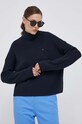 Βαμβακερό πουλόβερ Tommy Hilfiger σκούρο μπλε WW0WW39902