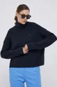 tmavomodrá Bavlnený sveter Tommy Hilfiger