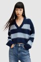AllSaints pulover din amestec de lana LOU CROP grosime medie albastru WK019Z
