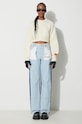 Вълнен пуловер Heron Preston Crop Crewneck Back Cut Out HWHE021F23KNI0010400 бежов AW23