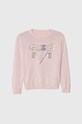 Guess sweter bawełniany dziecięcy aplikacja różowy K3YR04.Z3820.9BYX