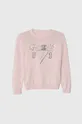 różowy Guess sweter bawełniany dziecięcy Dziewczęcy