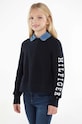 Tommy Hilfiger pulover de bumbac pentru copii melanj bleumarin KG0KG07480.128.176.9BYX