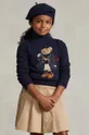 sötétkék Polo Ralph Lauren gyerek pamut pulóver Lány