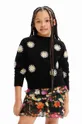czarny Desigual sweter z domieszką wełny dziecięcy Dziewczęcy