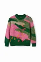 Otroški pulover s primesjo volne Desigual roza