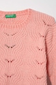 Fete United Colors of Benetton pulover copii 16CLG100G.P.SEASONAL roz