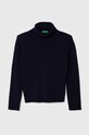 United Colors of Benetton sweter z domieszką wełny dziecięcy melanż granatowy 16AZC200G.G.SEASONAL