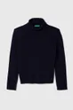 tmavomodrá Detský sveter s prímesou vlny United Colors of Benetton Dievčenský