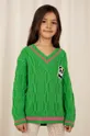 зелений Дитячий бавовняний светр Mini Rodini Дитячий