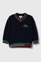 Detský sveter s prímesou vlny Lacoste s prímesou vlny tmavomodrá AJ1201