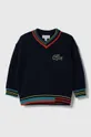 Detský sveter s prímesou vlny Lacoste s prímesou vlny tmavomodrá AJ1201