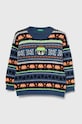 United Colors of Benetton pulover pentru copii din amestec de lana cu modele albastru 1176H101L.P.SEASONAL