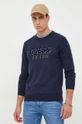Guess sweter z domieszką jedwabiu aplikacja granatowy M3YR03.Z3052