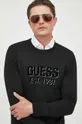 czarny Guess sweter z domieszką jedwabiu Męski