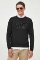 czarny Guess sweter z domieszką jedwabiu