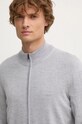 Вовняний кардиган BOSS 50476347 сірий AW24