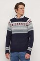 Lindbergh sweter z domieszką wełny granatowy 30.804086.NAVY