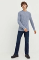 Abercrombie & Fitch sweter bawełniany granatowy