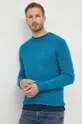 turkusowy United Colors of Benetton sweter z domieszką wełny