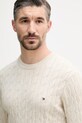 Tommy Hilfiger Πουλόβερ ανδρικό βαμβακερό μπεζ MW0MW33132