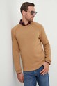 BOSS sweter kaszmirowy okrągły beżowy 50500668