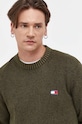 Bavlněný svetr Tommy Jeans zelená DM0DM17776