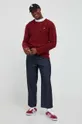 Tommy Jeans pamut pulóver burgundia