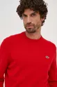 czerwony Lacoste sweter wełniany