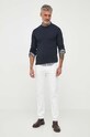 Barbour pulover de bumbac Essentials MKN0932 bleumarin AA00