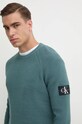 Хлопковый свитер Calvin Klein Jeans бирюзовый J30J323989