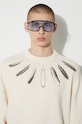 Бавовняний светр Marcelo Burlon Aop Wind Feather CMHE036F23KNI0026F10 бежевий