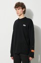 Vuneni pulover Heron Preston Shredded Knit Crewneck crna HMHE011F23KNI0011001