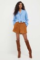 Custommade pantaloni scurți din piele întoarsă 999589715 maro AW23