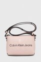 Τσάντα Calvin Klein Jeans απομίμηση λείου δέρματος ροζ K60K610681