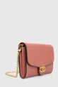 Δερμάτινη τσάντα ώμου Lauren Ralph Lauren ροζ