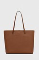 Δερμάτινη τσάντα Lauren Ralph Lauren λείο δέρμα καφέ 431911655
