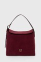Pinko torebka zamszowa nie mieści A4 bordowy 101705.A0F6