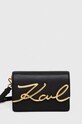 Karl Lagerfeld torebka skórzana nie mieści A4 czarny 235W3061